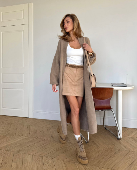 115 Кардиган подовженний в’язаний з поясом